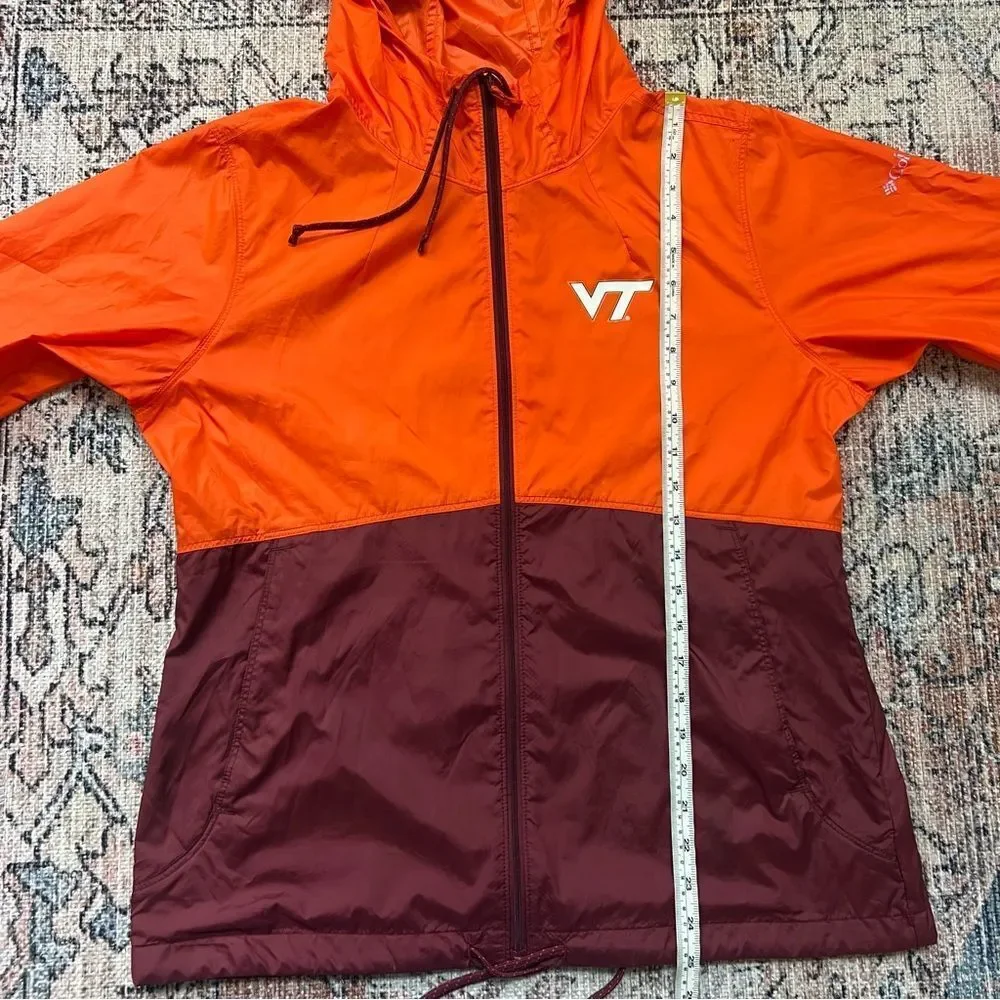 Columbia Virginia Tech VT Orange and Maroon Windbreaker Zip Up Jacket Medium